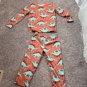 Carter's Rust Orange Pajama Set with Teal Dinosaur Print